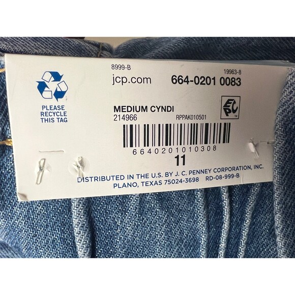 VTG Y2K Denim Skirt Arizona NWT Jean Paper Bag Mini Light Acid Wash Sz 11 - Picture 11 of 11